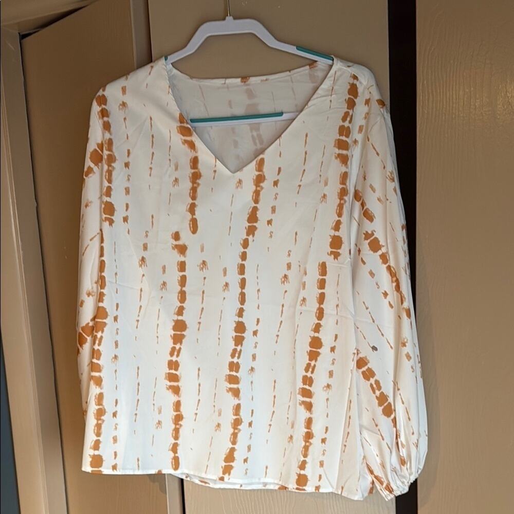 Elegant Cream and Orange Women's Top